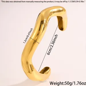 Gold stainless steel irregular wide open cuff bracelet fashion geometry bangle jewelry