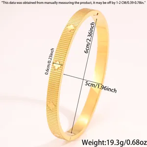 Genopptes Vierblatt-Edelstahl-Armband in Gold Detailansicht mit Maßen und Gewicht.
