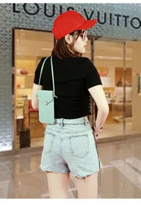 Women's mini crossbody phone bag mint green cute heart clasp versatile small messenger bag