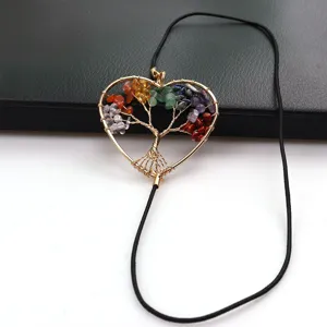 Marcapáginas de corazón de árbol de la vida de cristales hecho a mano con alambre metálico
