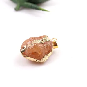 Naturkristall Rohstein galvanisiert Goldkante Anhänger DIY Halskette Zubehör Charm.