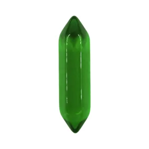 Green double terminated crystal column raw gemstone for yoga meditation and jewelry DIY making.