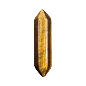 Natural tiger eye crystal double terminated hexagonal bullet column gemstone for yoga decor.