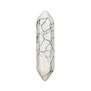 White turquoise double terminated crystal pillar detail, gemstone bullet reiki stone.