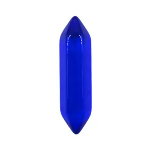 Blue double terminated crystal point bullet shaped stone for yoga meditation and jewelry making.
