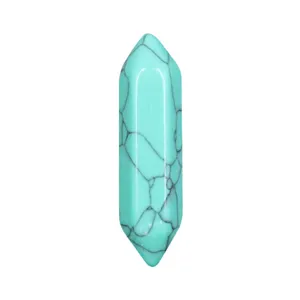 Turquoise double terminated hexagonal pillar crystal bullet pendant stone for DIY jewelry making.