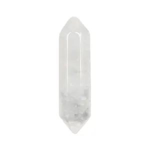 Natural clear quartz crystal double terminated point for healing, meditation, and yoga decor.
