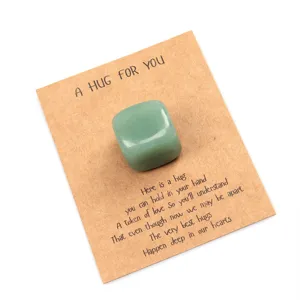 Green crystal pocket hug stone with printed message kraft card romantic gift item for loved ones