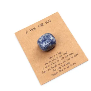 Pocket hug crystal stone gift card with inspirational message, perfect for friends and lovers.