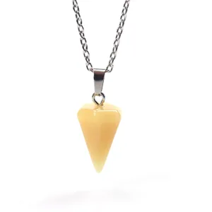 Sechseckiger Kristall Pendel Halskette Detailansicht, Naturstein Anhänger für Schmuck DIY.