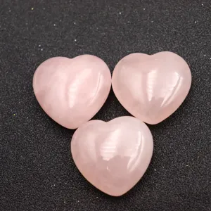 Natural rose quartz heart crystal stone 3cm polished healing gemstone decor for yoga.