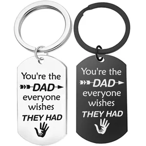 Edelstahl Papa Hundemarke Schlüsselanhänger Vatertag Geschenk Laser Graviert Ring Set