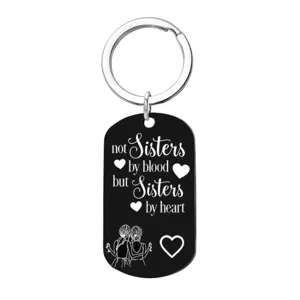 Stainless steel sister keychain engraved friendship quote pendant gift for best friends