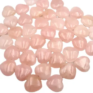 Natural rose quartz crystal heart gemstone pocket stones healing palm decor 3cm bulk set