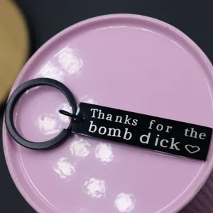 Edelstahl gravierter Schlüsselanhänger mit lustigem Text, perfektes Geschenk für Sie.