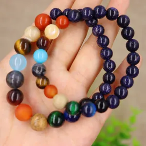 Bracciale artigianale in pietra arenaria blu otto pianeti universo galassia sistema solare