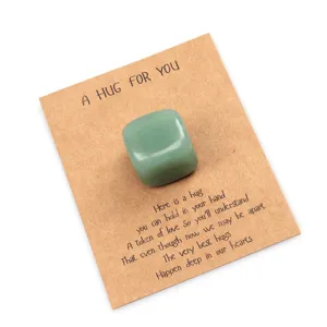 Piedra cuadrada de cristal verde abrazo de bolsillo con bonita tarjeta detalle regalo.