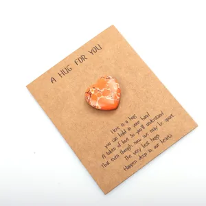 Heart-shaped crystal stone with encouragement card, pocket hug gift for friends and family.