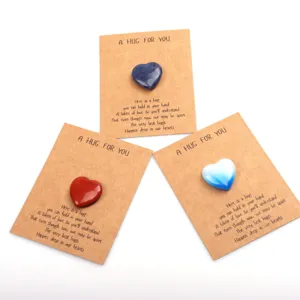 Pocket hug crystal heart stones with greeting cards, perfect romantic Valentine's Day gift.