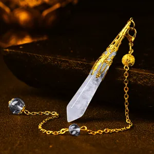 Natural crystal pendulum hexagonal pillar pendant necklace yoga jewelry handmade fresh design