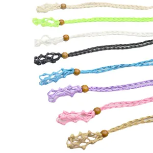 Cordón de collar de red de piedra de cristal tejida a mano con cuenta de madera