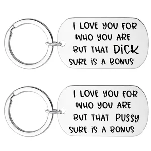 Lustige Humorvolle Zitat Edelstahl Hundemarke Schlüsselanhänger Halskette Für Paare Gravierte Beschriftung Anhänger Valentinstag Geschenk