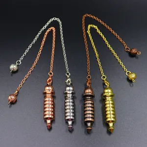 Metallspirale Kegel Pendel Anhänger mit Kette, Wünschelrute Divination spiritueller Schmuck.