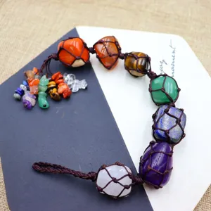 Handgemachte natürliche 7 Chakra Steine Auto Hängende Ornament Kristall Quaste Anhänger.