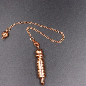 Roségold Metall Pendel Wünschelrute Wahrsagen Anhänger Halskette mit Hohlperle Kette