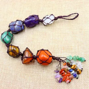 Ornamento Appeso per Auto in Pietra 7 Chakra Fatto a Mano Nappa di Cristallo Yoga Regalo