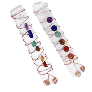 Natural Selenite Chakra Stones Handmade Copper Wire Wrapped Colorful Crystal Raw Mineral Wand Healing Reiki Home Decor Ornament Gift