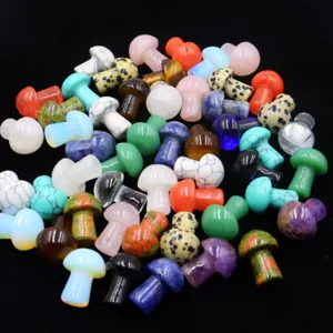 2cm natural crystal mini mushroom figurines bulk assorted gemstone for micro landscape DIY decor