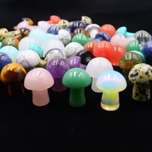 Mini Mushroom Decor Colorful Natural Stone Crystal Small Mushrooms For DIY Micro Landscape Garden Flower Pot Table Ornaments