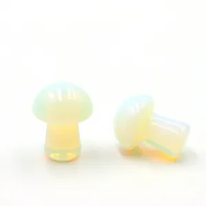 Mini crystal opal mushroom detail, smooth glossy finish, perfect for micro landscaping.