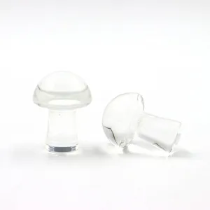 Transparent crystal glass mini mushroom ornament, perfect for DIY micro landscape decor.