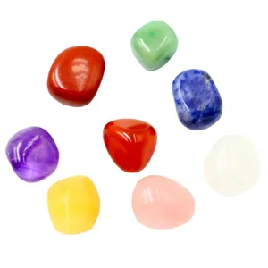 Natural crystal stones set of 7 pieces tumbled healing gemstones for yoga meditation decor.