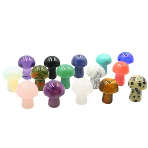 Assorted natural crystal mini mushroom figurines for garden decor, DIY micro landscaping and display.