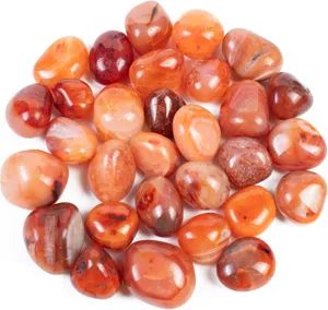 Red carnelian tumbled stones detail, polished crystal gravel for vase and fish tank decor.