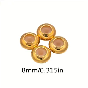 Gold plated silicone stopper beads 8mm round metal spacer charms for DIY bracelet necklace making