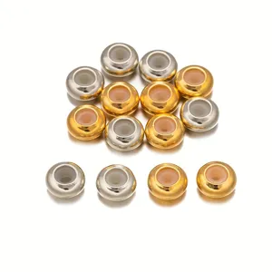 Wholesale copper flat round silicone stopper beads for DIY jewelry making, bracelet necklace spacer.