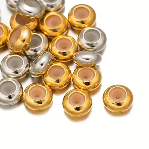 Gold silver copper silicone stopper spacer beads for DIY bracelet necklace jewelry making details.