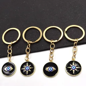Porte-Clés Mauvais Œil Turc Main de Fatima Hamsa Alliage Or Émail Amulette Nazar Protection Pendentif Femmes Hommes Bijoux Accessoire