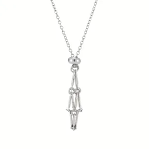 Silver metal cage pendant necklace adjustable chain for crystal stone holder jewelry