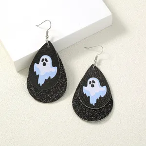 Halloween süße Geist Tropfen Leder Ohrringe Mode Partei Festival Schmuck für Damen