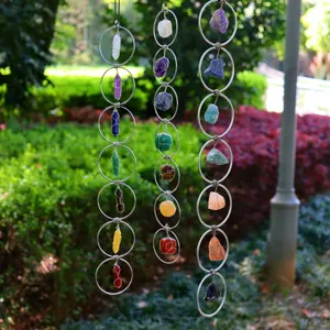 Natuurlijk Kristal Windgong Hangend Edelstenen Chakra Metalen Ring Wanddecoratie