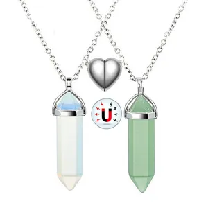 Set di collana con ciondolo pilastro cristallo esagonale magnetico per coppie gioielli.
