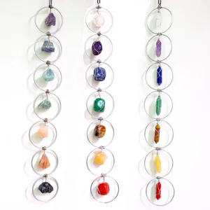 Ruwe kristal edelsteen muur hangend decor, 7 chakra helende stenen hangend ornament thuis
