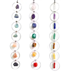Ruw kristal edelsteen wanddecoratie genezende chakras stenen windgong huis ornament