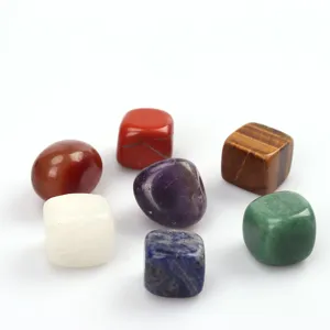 Natural crystal stone 7-piece set, tumbled quartz gemstone chakra stones for healing decor.