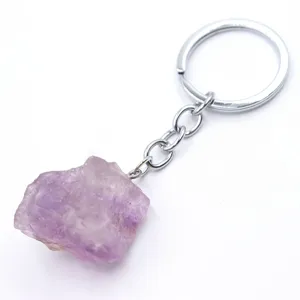 Detailansicht des rohen Amethyst-Kristallanhängers mit feiner natürlicher lila Steintextur.